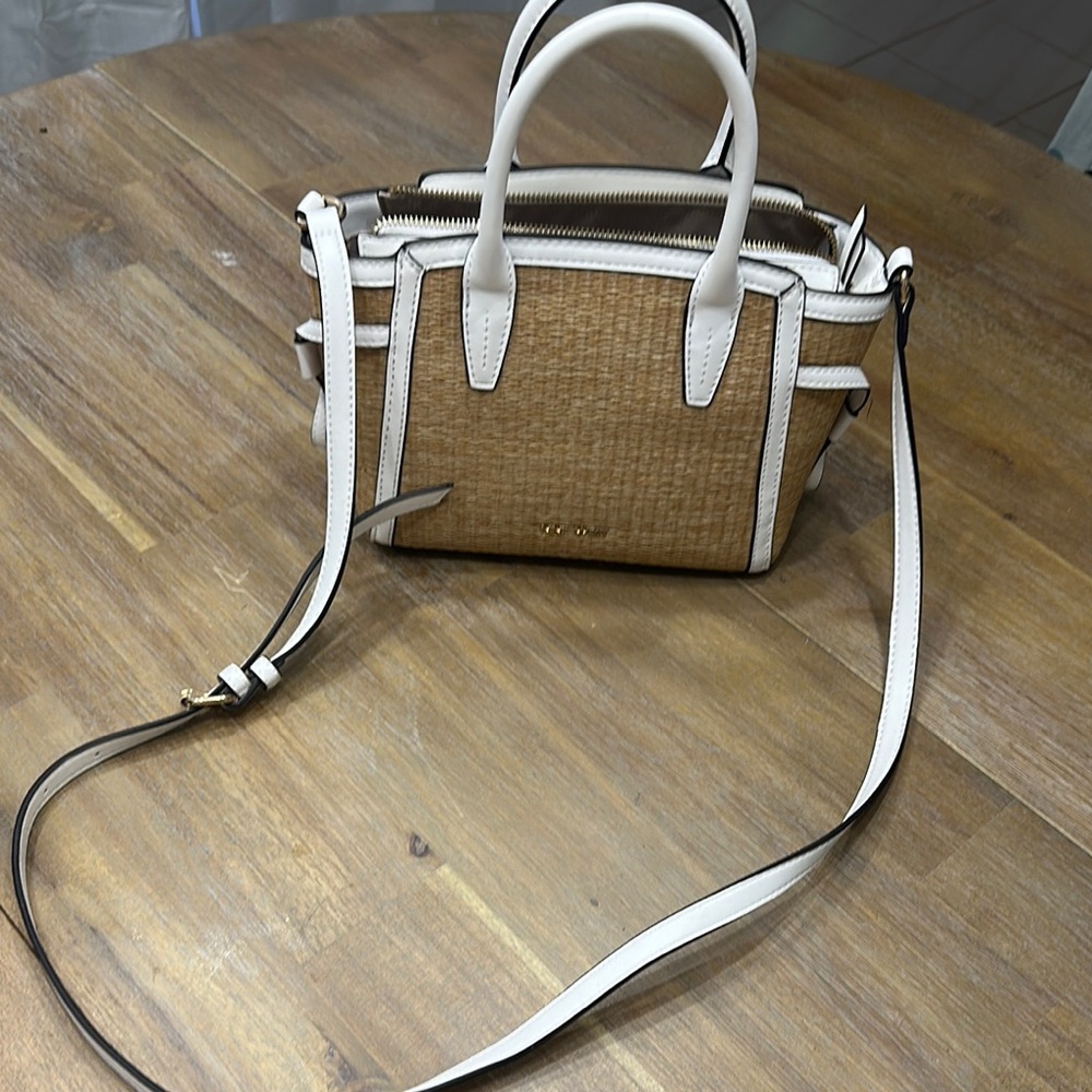 Nine West Tan and White Crossbody Bag with Adjustable Strap